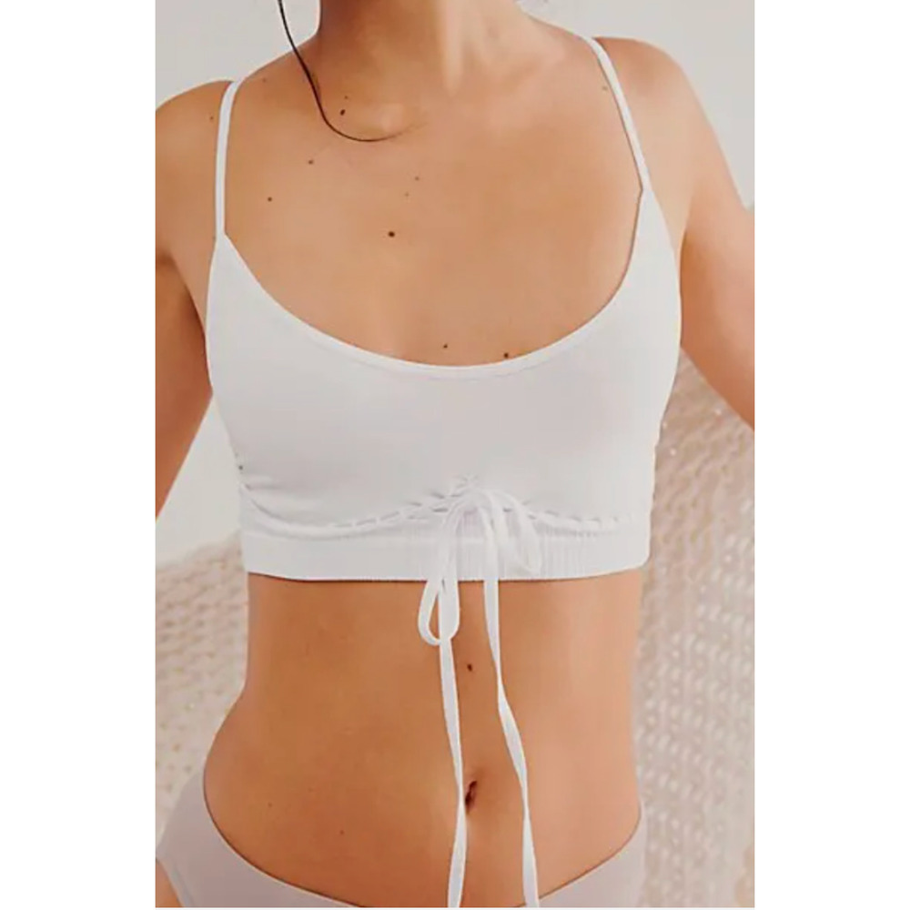 NEW FREE PEOPLE INTIMATELY WHITE CANDY RIBBON BRALETTE TOP SZ XS/S